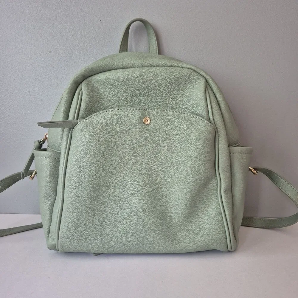 LC Lauren Conrad Sage Green Vegan Pebble Leather Elene Functional Backpack